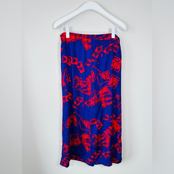 Vintage Fuchsia & Purple Printed Skirt Pleated Front with Pockets Size 10 - Picture 5 of 11